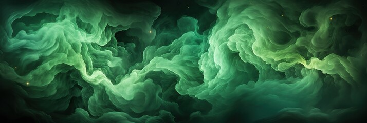 Poster - A vibrant green black swirling clouds in a mesmerizing enchanting movement