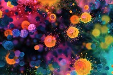 Colorful Coronavirus Cells In Fiberpunk Style For Healthcare Project