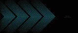 Fototapeta Przestrzenne - Futuristic abstract background with glowing arrow lines. Modern shiny dark blue geometric lines design.