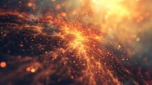 An Apocalyptic Abstract Fractal Scene With Chaotic Glowing Particles, Depicting The End Of Times In A Tumultuous Space.
