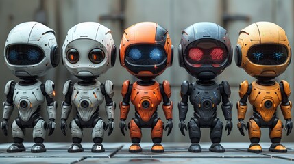 Aufkleber - Cute robot avatar set. chat bot icon with various faces.