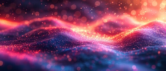 Poster - A colorful motion element illuminated by neon leds against an abstract futuristic background.