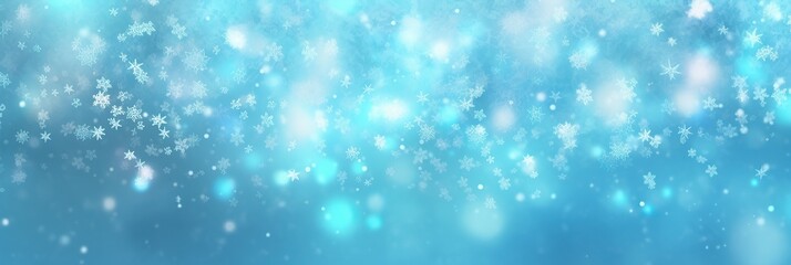 Aufkleber - Snow flakes gently cascading on a soft blue canvas, creating a dreamlike and serene atmosphere