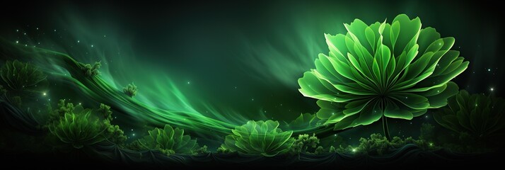 Poster - A green flower blooms vibrantly against a dark, mysterious background, radiating a sense of beauty and intrigue