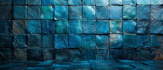 Aufkleber - The background is blue squares with abstract patterns