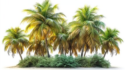 Poster - An isolated coconut palm tree on a white background is part of a collection of palm trees.