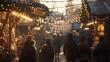 © Alex - Evening ambience at a bustling outdoor christmas market with festive lights