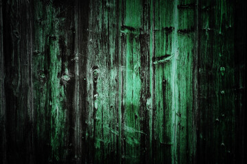 Wall Mural - Green wood Background Texture. Background of wooden boards close-up, green color grunge old wooden texture