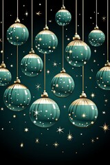 Poster - Various Christmas ornaments in different shapes and colors hanging on a string, creating a joyful and colorful display