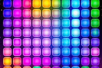 Aufkleber - A mesmerizing display of colorful squares in a vibrant array of different hues, creating a dynamic and abstract background pattern