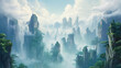 illustration painting of Beautiful natural landscape of Zhangjiajie National Forest Park, Hunan Province, China.