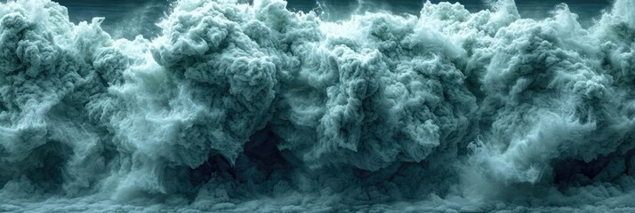 Poster - In this stunning image, a massive wave rises from the deep blue sea and crashes dramatically over the ocean, creating a magnificent display of power and beauty