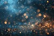 Abstract blue and golden bokeh glittering background.