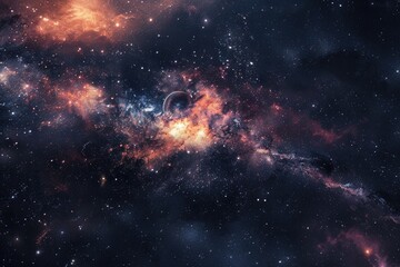 Wall Mural - Galactic panorama with stars  nebula  and galaxies.
