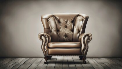 Elegant Leather Armchair in a Vintage Room Setting