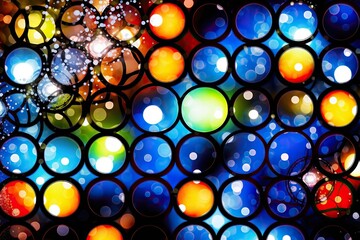 Leinwandbilder - A close-up of a vibrant array of colorful lights shining brightly, creating a mesmerizing and enchanting display
