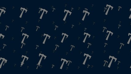 Poster - Axe symbols float horizontally from left to right. Parallax fly effect. Floating symbols are located randomly. Seamless looped 4k animation on dark blue background