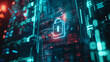 © Ali - modern cyber security technology concept with a virtual padlock, digital business data protection futuristic cyber tech background, information cyberspace wallpaper