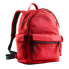 red school backpack isolated, transparent background white background no background