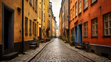 Fototapeta Uliczki - Authentic narrow streets of old town of stockholm