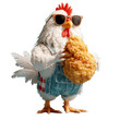 chicken with a hat , holing Fresh piece of crispy fried chicken. Fast food.