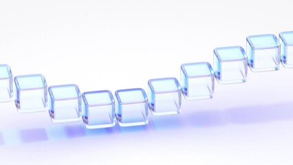 Poster - Abstract 3d render, geometric background with wave of cubes, 4k seamless looped animation