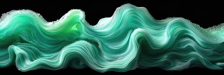 Fototapete - mesmerizing green wave against a stark black background, creating a striking contrast and mesmerizing visual impact