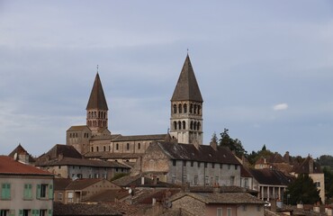 Poster - church on the hill in Tournus, France 