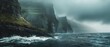 The rugged beauty of the Faroe Islands, Denmark, where dramatic cliffs plunge into the swirling waters of the North Atlantic