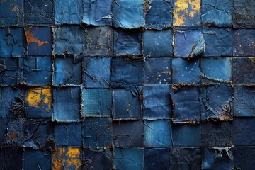 Poster - A detailed view showcasing the contrasting colors of a striking blue and yellow wall, creating a visually captivating display of color and texture
