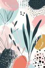 Wall Mural - Abstract art Easter egg and floral background