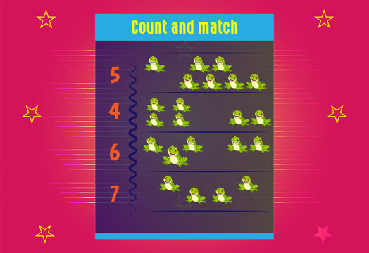 Basic math addition for kids. An educational worksheet for kids.  number counts. Vector design Free Vector.