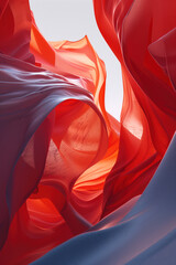 Poster - Abstract background with red fabric. A slide background for showcasing creative content. Background image. Created with Generative AI technology.