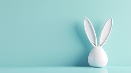 Wall Mural - Rabbit ear on pastel blue background, Easter bunny