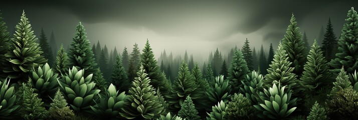 Aufkleber - Lush forest painting bursting with a myriad of trees in various shapes and sizes, creating a mesmerizing natural spectacle