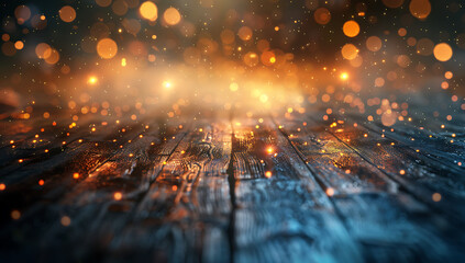 Poster - a brightly colored light image on a wooden floor in t