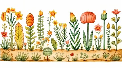Aufkleber - A vibrant garden bursting with colorful flowers and lush green plants, creating a serene and picturesque oasis of nature