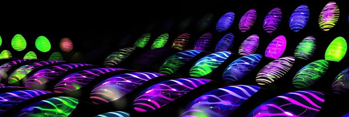 Poster - A myriad of vibrant lights of different colors illuminating a dark room, creating a mesmerizing and magical ambiance