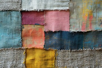 Leinwandbilder - A close-up view of a mesmerizing piece of cloth featuring a colorful array of different hues and textures woven together in a harmonious display