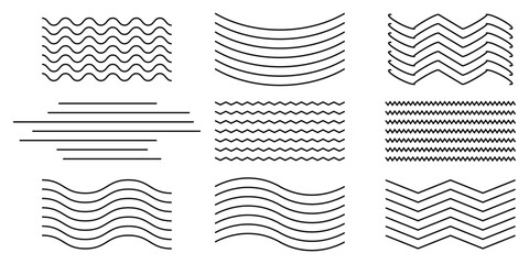 Wall Mural - Thin wavy lines seamless pattern. Repeatable wavy zigzag lines vector pattern.
