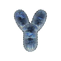 Wall Mural - 3D Helium Balloon Letter Y with Flower texture on rainbow colored blue glass