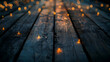 a wooden floor with bokeh lights in the style of dark