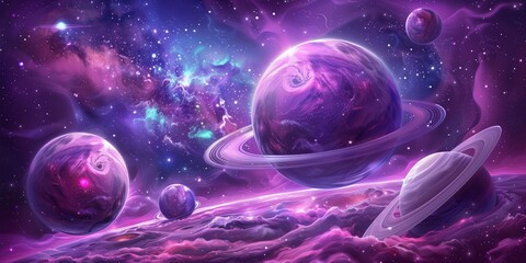 Wall Mural - Abstract fantastic space background with planets