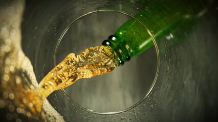 Poster - Macro Shot of Beer Pouring into Glass.