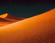 Abstract orange color Sand and desert landscape at night on digital art concept.