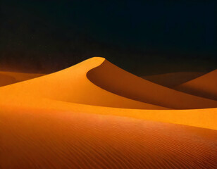 Wall Mural - Abstract orange color Sand and desert landscape at night on digital art concept.