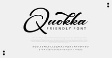 Quokka Stylish Modern Font White Techno Alphabet Letters And Numbers Set