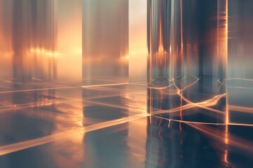 Poster - Abstract background with reflections and caustics. Futuristic background image. Created with Generative AI technology.
