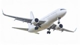 Fototapeta  - Passenger jet plane flies isolated on white background
