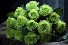 Green Rose Bouquet: Nature's Beauty In A Romantic Floral Arrangement With A Green Poppy Head